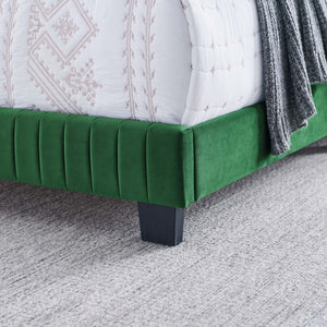 Modway Furniture Celine Channel Tufted Performance Velvet Queen Bed – Modern Glamour and Comfort for Your Bedroom Emerald MOD-6330-EME