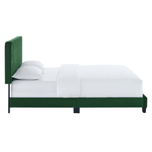 Modway Furniture Celine Channel Tufted Velvet King Platform Bed - Luxurious Upholstery & Sturdy Support for Comfort Emerald MOD-6333-EME