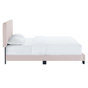 Modway Furniture Celine Channel Tufted Velvet King Platform Bed - Luxurious Upholstery & Sturdy Support for Comfort Pink MOD-6333-PNK