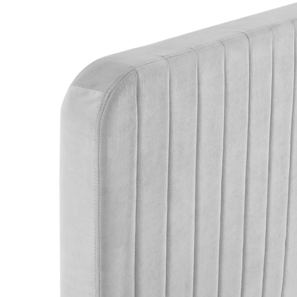 Modway Furniture Celine Channel Tufted Velvet Queen Platform Bed - Modern Glamour & Comfort for Your Bedroom Retreat Light Gray MOD-6334-LGR
