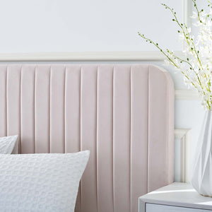 Modway Furniture Celine Channel Tufted Performance Velvet Twin Platform Bed - Luxurious Comfort and Modern Glam Style Pink MOD-6336-PNK