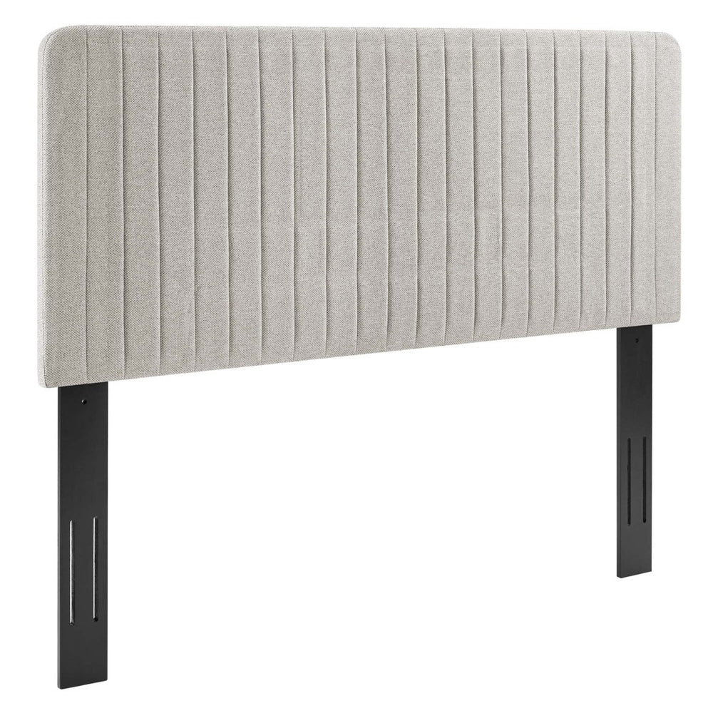Modway Furniture Milenna Channel Tufted Upholstered Fabric Headboard – Glam Deco Design for Full & Queen Beds Oatmeal MOD-6340-OAT