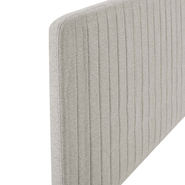 Modway Furniture Milenna Channel Tufted Upholstered Fabric Headboard – Glam Deco Design for Full & Queen Beds Oatmeal MOD-6340-OAT