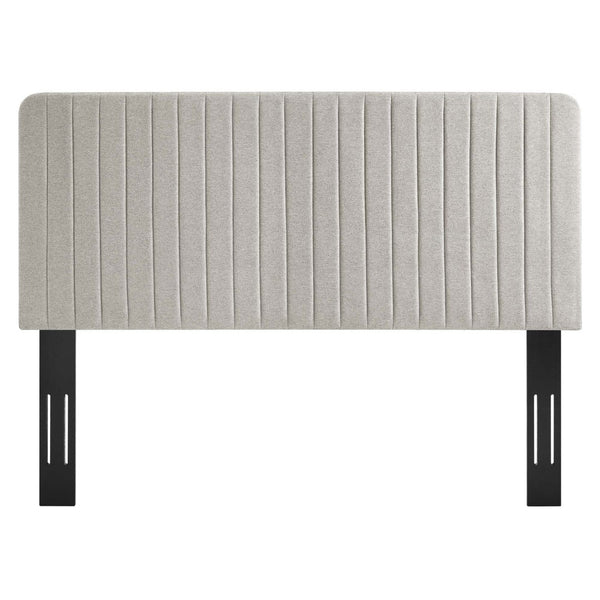 Modway Furniture Milenna Channel Tufted Upholstered Fabric Headboard – Glam Deco Design for Full & Queen Beds Oatmeal MOD-6340-OAT