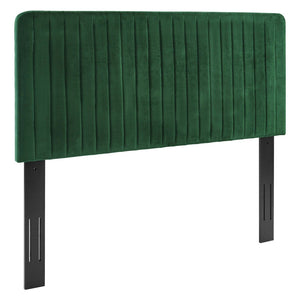 Modway Furniture Milenna Channel Tufted Performance Velvet Headboard - Luxurious Support for King Beds & Decor Styles Emerald MOD-6341-EME