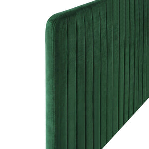 Modway Furniture Milenna Channel Tufted Performance Velvet Headboard - Luxurious Support for King Beds & Decor Styles Emerald MOD-6341-EME