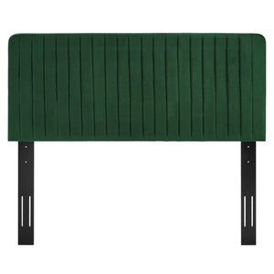 Modway Furniture Milenna Channel Tufted Performance Velvet Headboard - Luxurious Support for King Beds & Decor Styles Emerald MOD-6341-EME