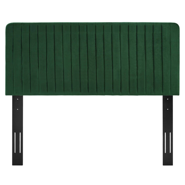 Modway Furniture Milenna Channel Tufted Performance Velvet Headboard - Luxurious Support for King Beds & Decor Styles Emerald MOD-6341-EME