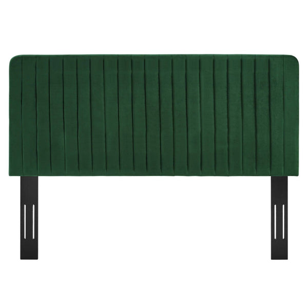 Modway Furniture Milenna Channel Tufted Performance Velvet Headboard - Luxurious Support for King Beds & Decor Styles Emerald MOD-6341-EME