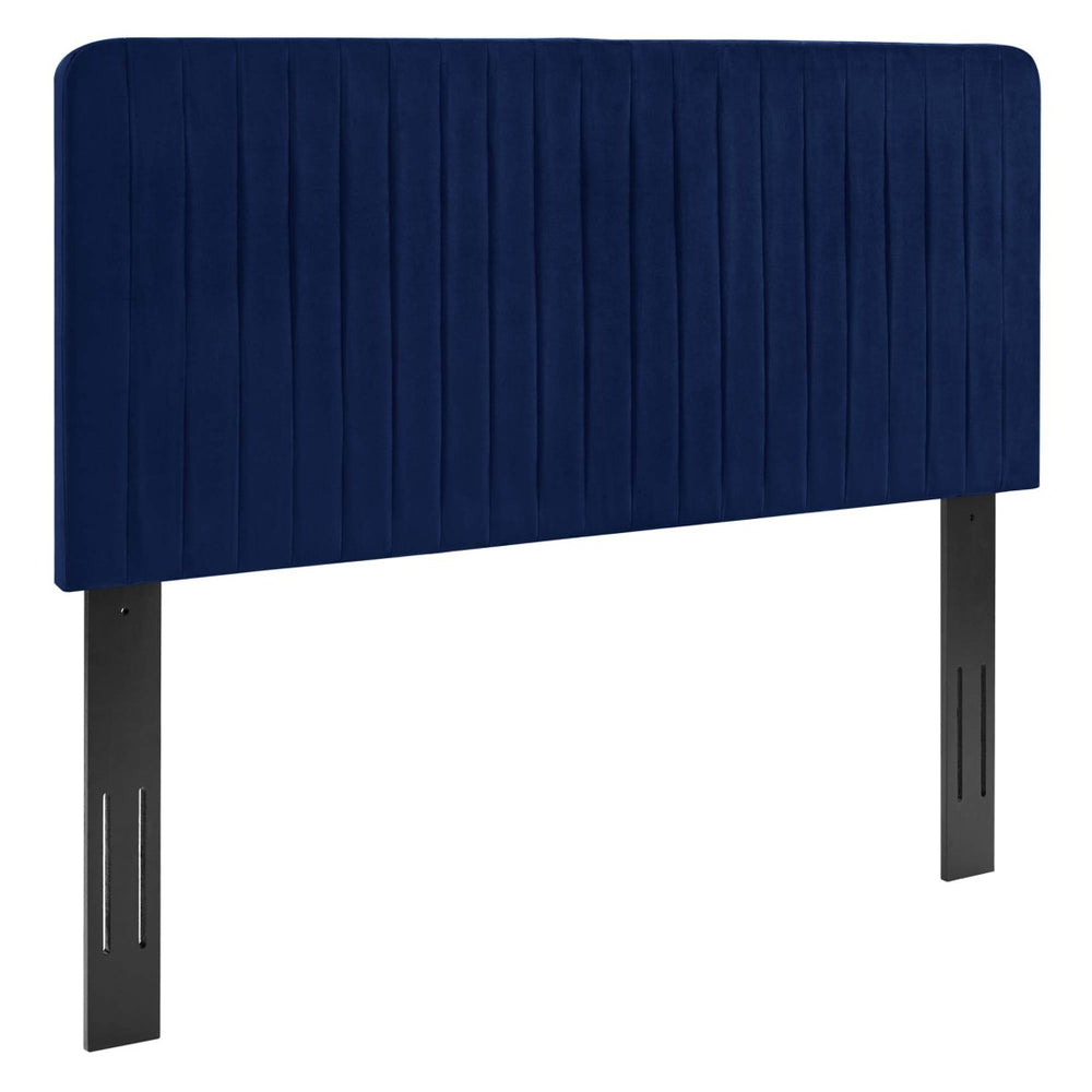 Modway Furniture Milenna Channel Tufted Performance Velvet Headboard - Luxurious Support for King Beds & Decor Styles Navy MOD-6341-NAV