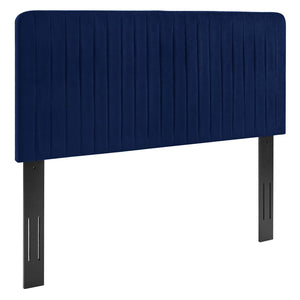 Modway Furniture Milenna Channel Tufted Performance Velvet Headboard - Luxurious Support for King Beds & Decor Styles Navy MOD-6341-NAV