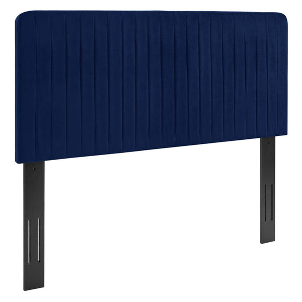 Modway Furniture Milenna Channel Tufted Performance Velvet Headboard - Luxurious Support for King Beds & Decor Styles Navy MOD-6341-NAV