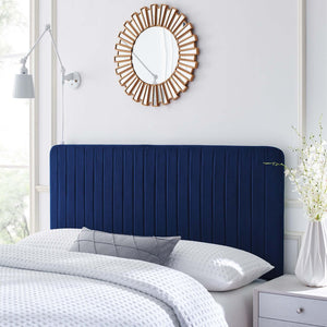Modway Furniture Milenna Channel Tufted Performance Velvet Headboard - Luxurious Support for King Beds & Decor Styles Navy MOD-6341-NAV