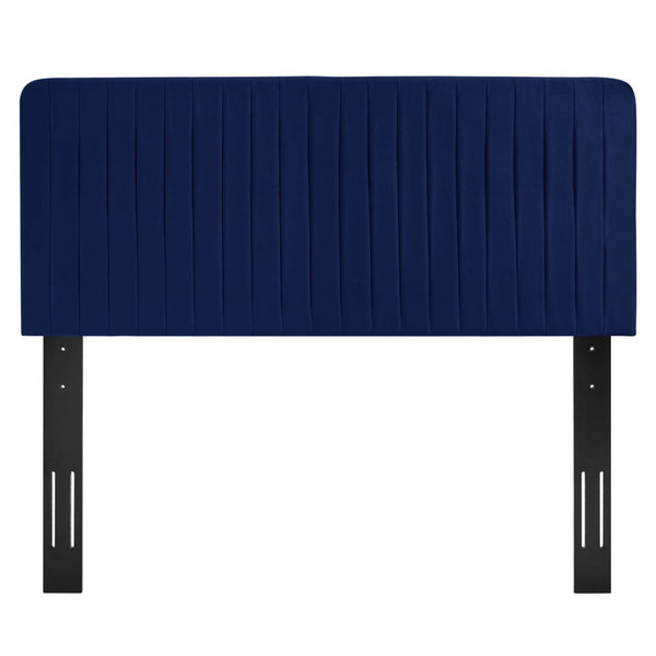 Modway Furniture Milenna Channel Tufted Performance Velvet Headboard - Luxurious Support for King Beds & Decor Styles Navy MOD-6341-NAV
