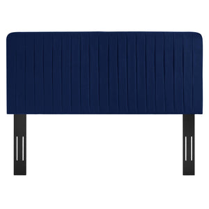 Modway Furniture Milenna Channel Tufted Performance Velvet Headboard - Luxurious Support for King Beds & Decor Styles Navy MOD-6341-NAV