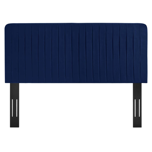 Modway Furniture Milenna Channel Tufted Performance Velvet Headboard - Luxurious Support for King Beds & Decor Styles Navy MOD-6341-NAV