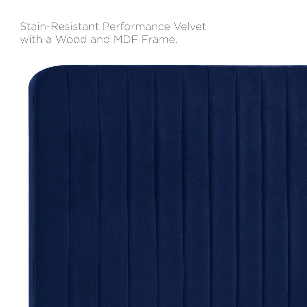Modway Furniture Milenna Channel Tufted Performance Velvet Headboard - Luxurious Support for King Beds & Decor Styles Navy MOD-6341-NAV