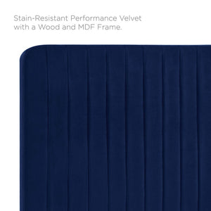 Modway Furniture Milenna Channel Tufted Performance Velvet Headboard - Luxurious Support for King Beds & Decor Styles Navy MOD-6341-NAV