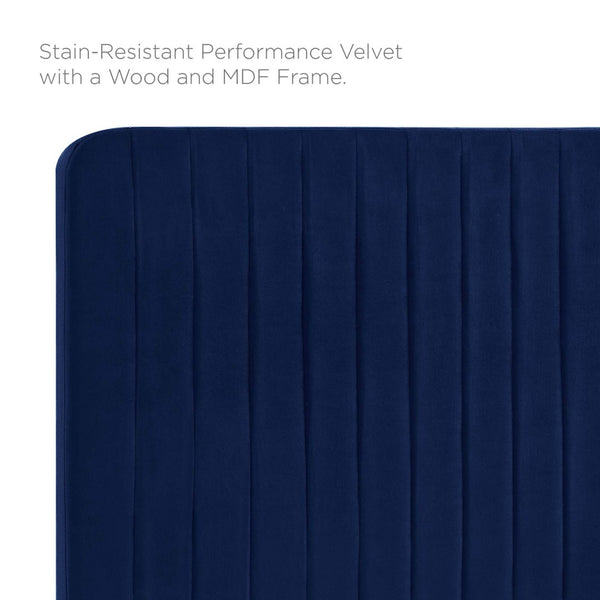 Modway Furniture Milenna Channel Tufted Performance Velvet Headboard - Luxurious Support for King Beds & Decor Styles Navy MOD-6341-NAV