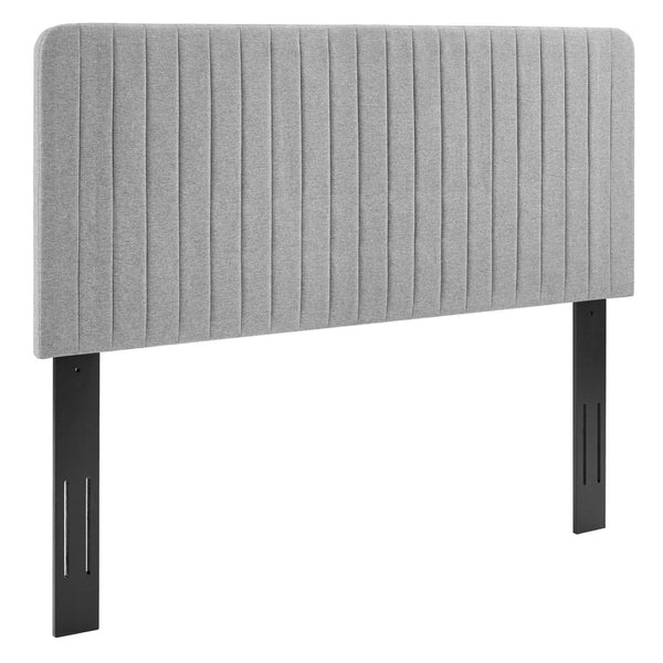 Modway Furniture Milenna Channel-Tufted Upholstered Headboard - Modern Glam Design for King & California King Beds Light Gray MOD-6342-LGR