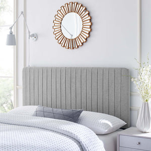 Modway Furniture Milenna Channel-Tufted Upholstered Headboard - Modern Glam Design for King & California King Beds Light Gray MOD-6342-LGR