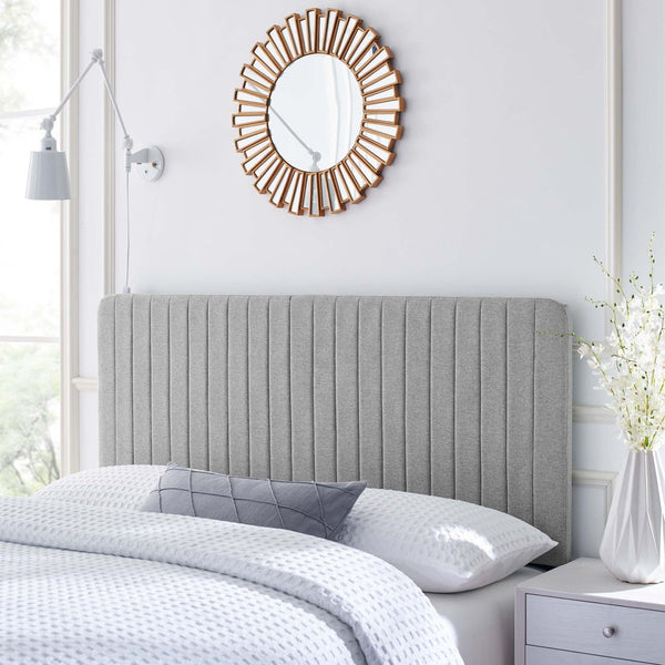 Modway Furniture Milenna Channel-Tufted Upholstered Headboard - Modern Glam Design for King & California King Beds Light Gray MOD-6342-LGR