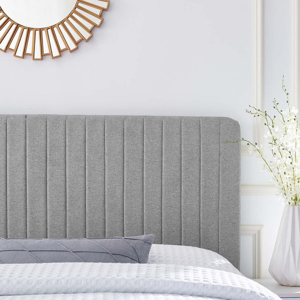 Modway Furniture Milenna Channel-Tufted Upholstered Headboard - Modern Glam Design for King & California King Beds Light Gray MOD-6342-LGR