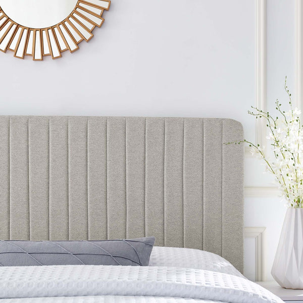 Modway Furniture Milenna Channel-Tufted Upholstered Headboard - Modern Glam Design for King & California King Beds Oatmeal MOD-6342-OAT