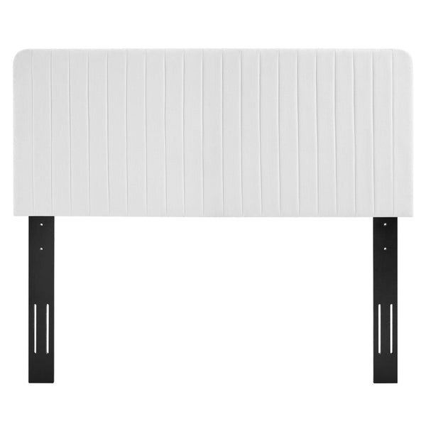 Modway Furniture Milenna Channel-Tufted Upholstered Headboard - Modern Glam Design for King & California King Beds White MOD-6342-WHI