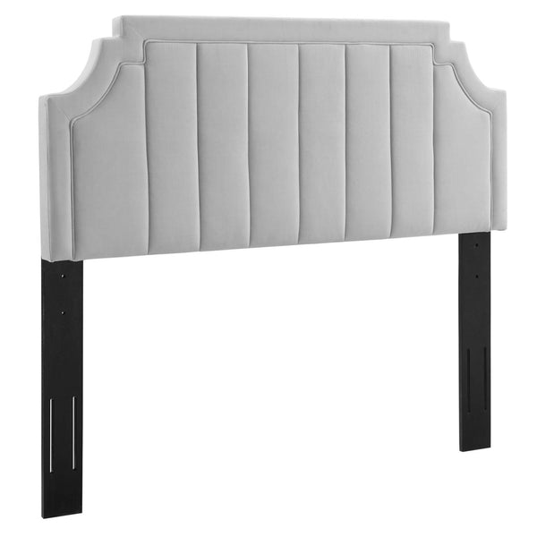 Modway Furniture Alyona Channel Tufted Velvet Twin Headboard - Vintage Modern Design with Adjustable Comfort Support Light Gray MOD-6346-LGR