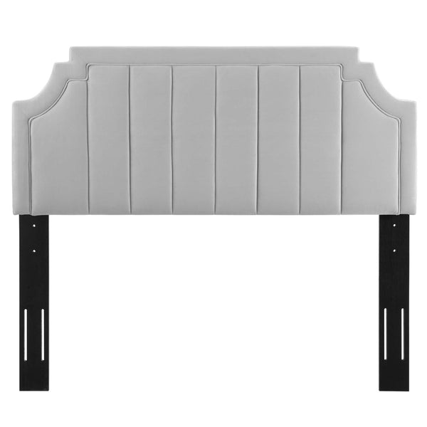 Modway Furniture Alyona Channel Tufted Velvet Twin Headboard - Vintage Modern Design with Adjustable Comfort Support Light Gray MOD-6346-LGR