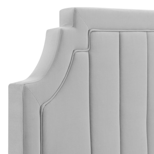 Modway Furniture Alyona Channel Tufted Velvet Twin Headboard - Vintage Modern Design with Adjustable Comfort Support Light Gray MOD-6346-LGR