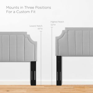 Modway Furniture Alyona Channel Tufted Velvet Twin Headboard - Vintage Modern Design with Adjustable Comfort Support Light Gray MOD-6346-LGR