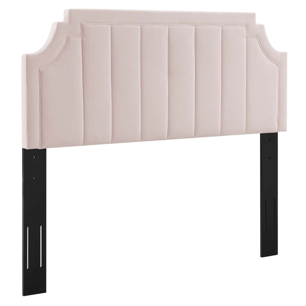 Modway Furniture Alyona Channel Tufted Velvet Twin Headboard - Vintage Modern Design with Adjustable Comfort Support Pink MOD-6346-PNK