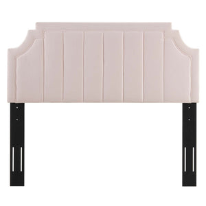 Modway Furniture Alyona Channel Tufted Velvet Twin Headboard - Vintage Modern Design with Adjustable Comfort Support Pink MOD-6346-PNK