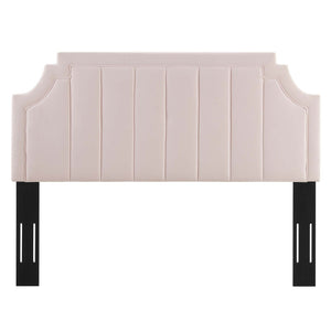 Modway Furniture Alyona Channel Tufted Velvet Twin Headboard - Vintage Modern Design with Adjustable Comfort Support Pink MOD-6346-PNK