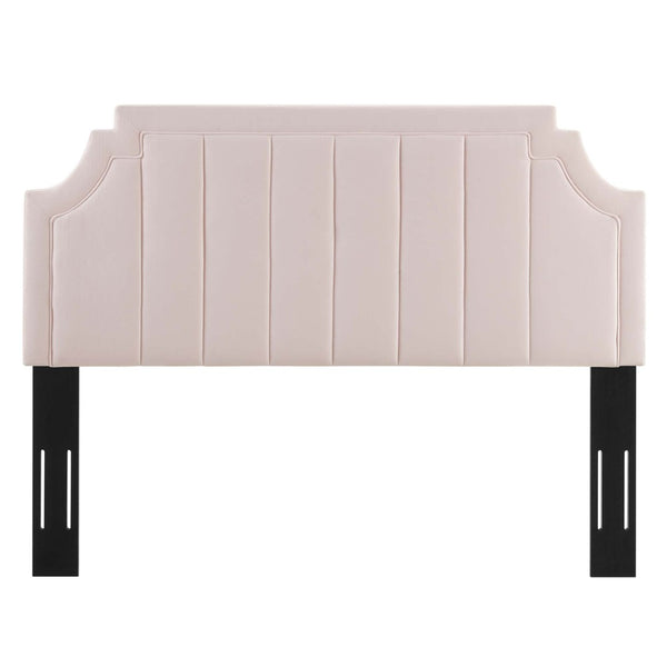 Modway Furniture Alyona Channel Tufted Velvet Twin Headboard - Vintage Modern Design with Adjustable Comfort Support Pink MOD-6346-PNK