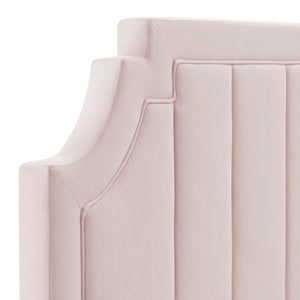 Modway Furniture Alyona Channel Tufted Velvet Twin Headboard - Vintage Modern Design with Adjustable Comfort Support Pink MOD-6346-PNK