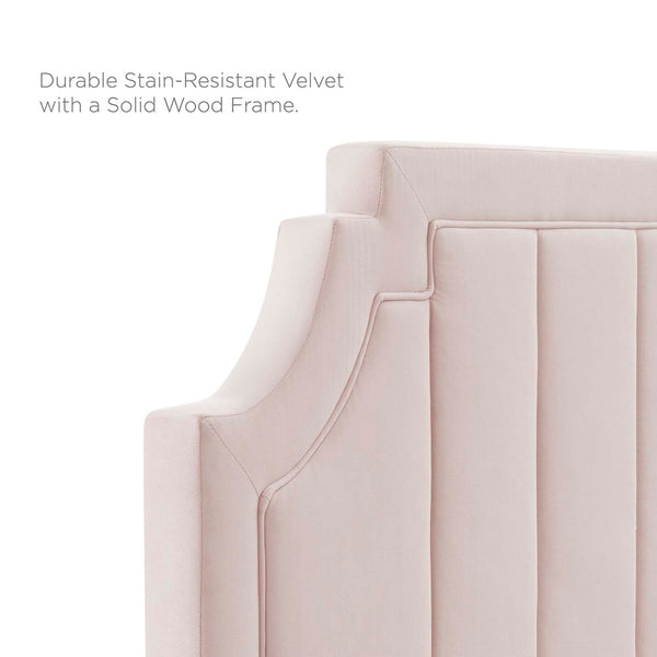 Modway Furniture Alyona Channel Tufted Velvet Twin Headboard - Vintage Modern Design with Adjustable Comfort Support Pink MOD-6346-PNK