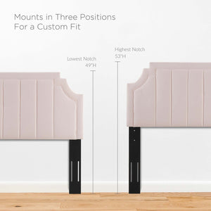 Modway Furniture Alyona Channel Tufted Velvet Twin Headboard - Vintage Modern Design with Adjustable Comfort Support Pink MOD-6346-PNK