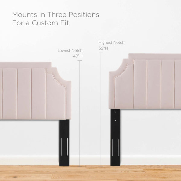 Modway Furniture Alyona Channel Tufted Velvet Twin Headboard - Vintage Modern Design with Adjustable Comfort Support Pink MOD-6346-PNK