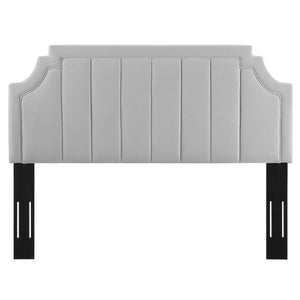 Modway Furniture Alyona Channel Tufted Velvet Headboard - Luxurious Vintage-Modern Design for Full and Queen Beds Light Gray MOD-6347-LGR