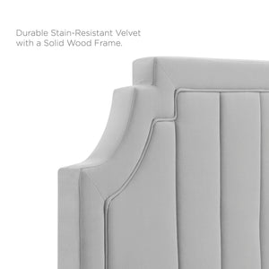 Modway Furniture Alyona Channel Tufted Velvet Headboard - Luxurious Vintage-Modern Design for Full and Queen Beds Light Gray MOD-6347-LGR