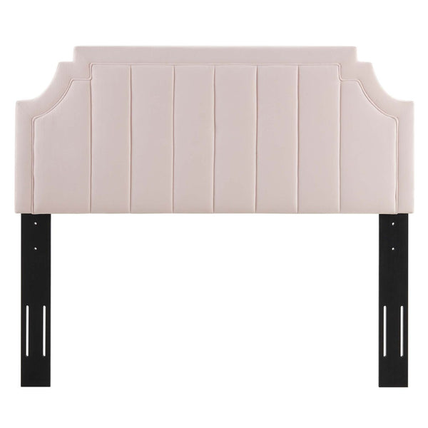 Modway Furniture Alyona Channel Tufted Velvet Headboard - Luxurious Vintage-Modern Design for Full and Queen Beds Pink MOD-6347-PNK