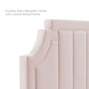 Modway Furniture Alyona Channel Tufted Velvet Headboard - Luxurious Vintage-Modern Design for Full and Queen Beds Pink MOD-6347-PNK