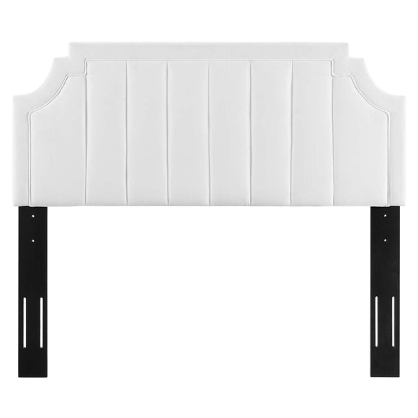Modway Furniture Alyona Channel Tufted Velvet Headboard - Luxurious Vintage-Modern Design for Full and Queen Beds White MOD-6347-WHI