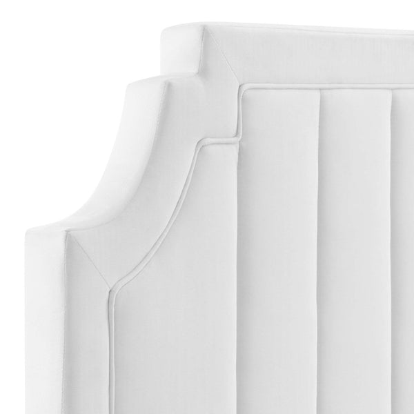 Modway Furniture Alyona Channel Tufted Velvet Headboard - Luxurious Vintage-Modern Design for Full and Queen Beds White MOD-6347-WHI