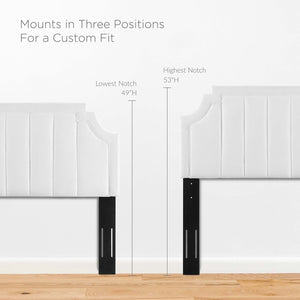 Modway Furniture Alyona Channel Tufted Velvet Headboard - Luxurious Vintage-Modern Design for Full and Queen Beds White MOD-6347-WHI