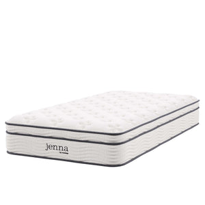 Modway Furniture Jenna 10" Twin XL Hybrid Mattress - Supportive Innerspring & Foam, Breathable Pillow-Top Comfort MOD-6363-WHI
