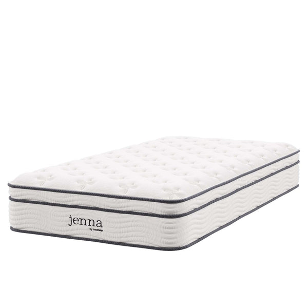 Modway Furniture Jenna 10" Twin XL Hybrid Mattress - Supportive Innerspring & Foam, Breathable Pillow-Top Comfort MOD-6363-WHI